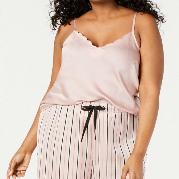 INC International Concepts PLUS Scalloped Neck Camisole PJ Top in Sand